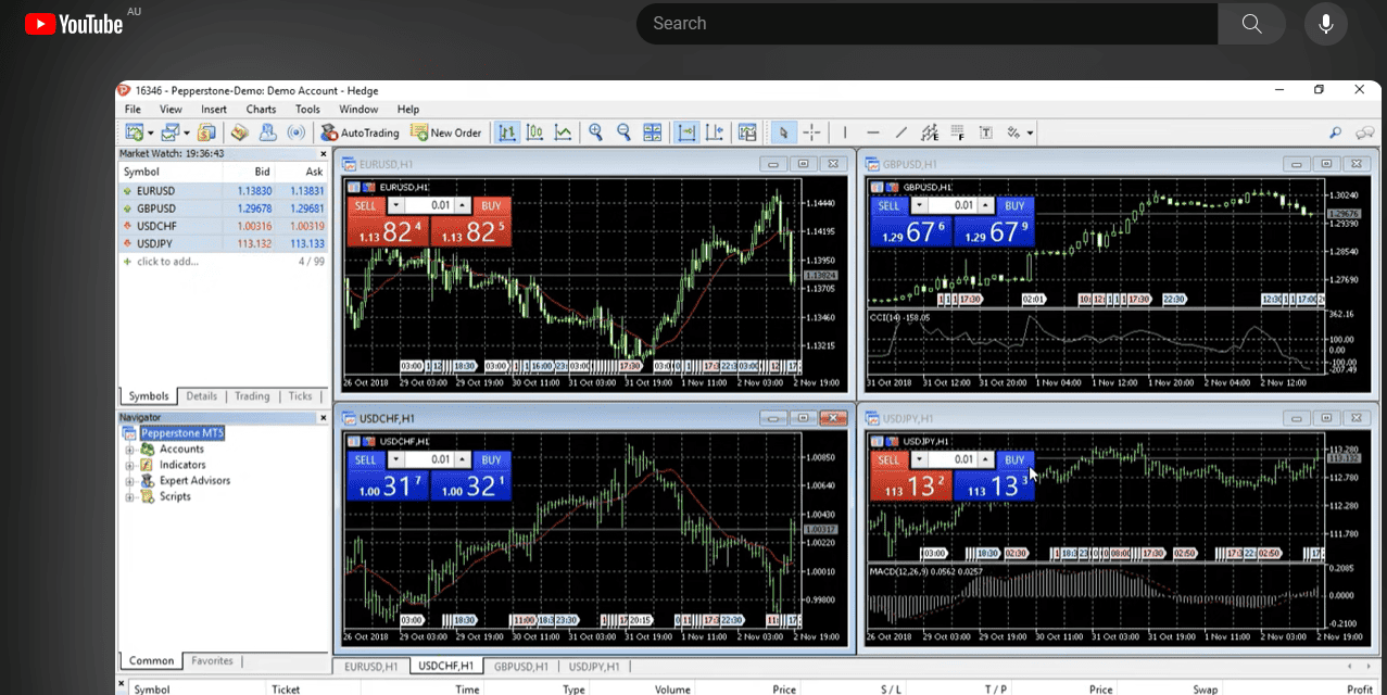 Pepperstone's MT5 walkthrough video running the MetaTrader 5 terminal